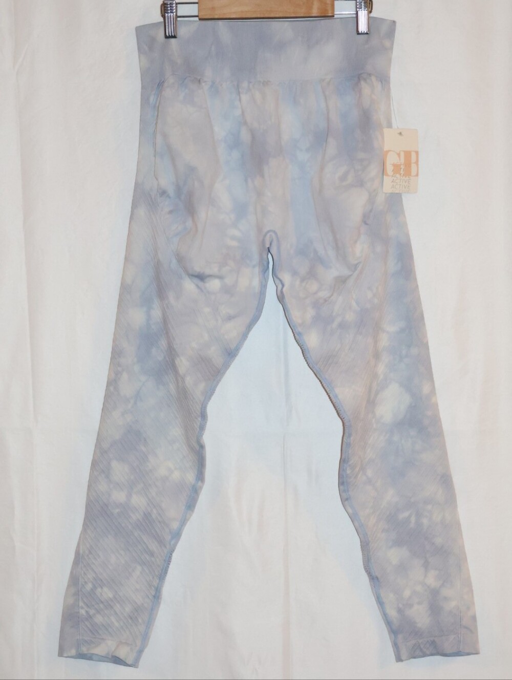 Gianni Bini Active Seamless Light Blue Tie-Dye Leggings.